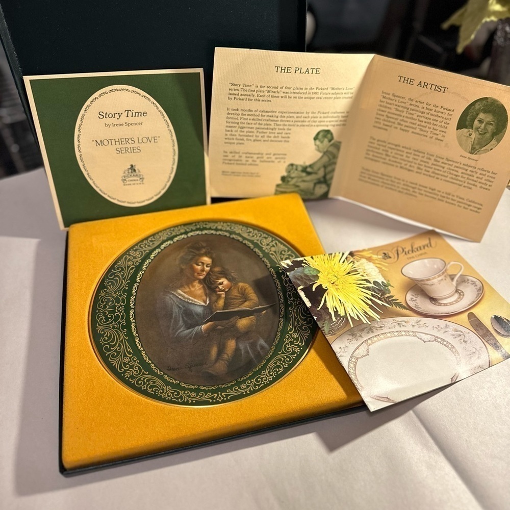 Vintage Pickard China Plate w/ COA & Case STORY TIME #2 Mother's Love Series